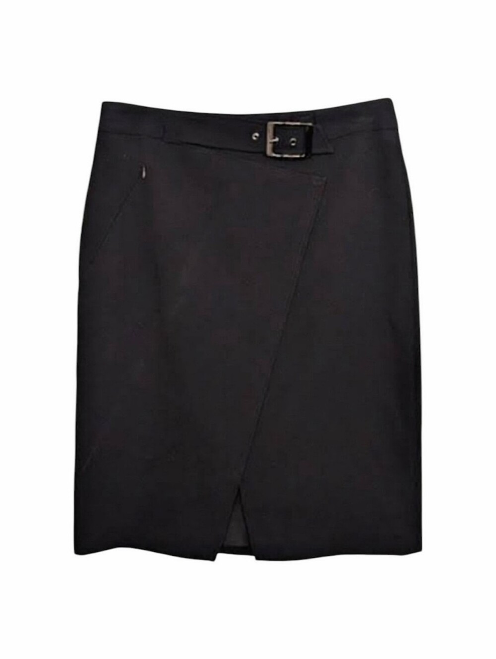 Elie Tahari Black Faux Wrap Pencil Skirt Sz 8 Knee Length Belted Business Modest